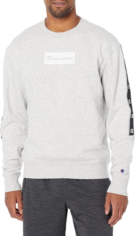 Champion Midweight Fleece Pullover, Men’s Logo Sweatshirt, Bleached Stone Cream Heather, X-Large at Amazon Men’s Clothing store
