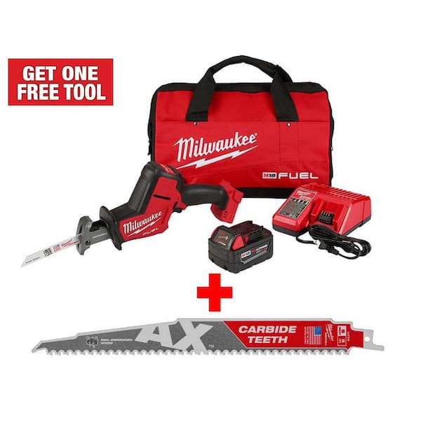 Milwaukee M18 FUEL 18V Lithium-Ion Brushless Cordless HACKZALL Reciprocating Saw Kit with Carbide Teeth AX SAWZALL Blade 2719-21-48-00-5226 - The Home Depot