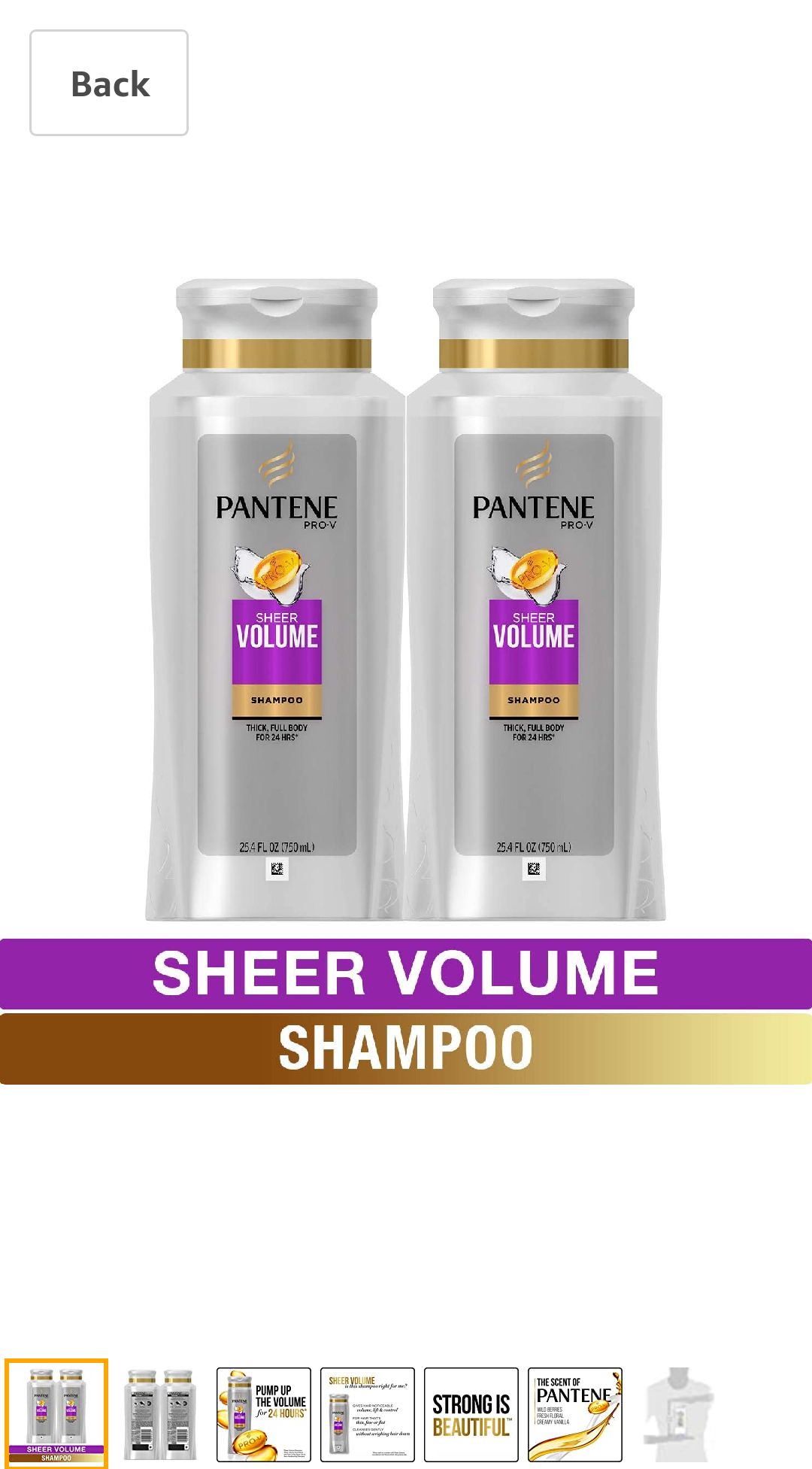 潘婷洗发水两瓶Pantene, Shampoo, Pro-V Sheer Volume for Fine Hair, 25.4 fl oz, Twin Pack: Beauty
