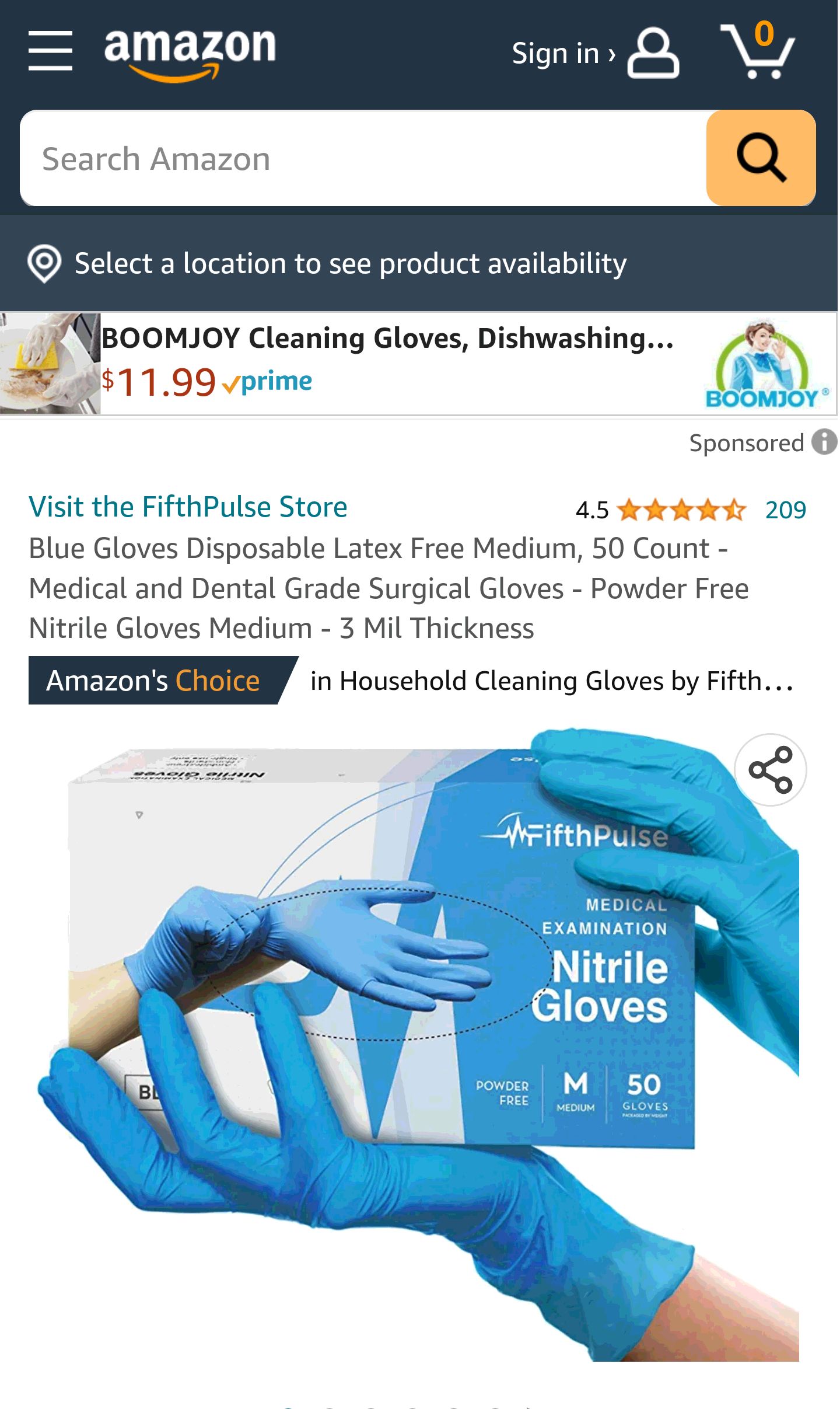 Blue Gloves Disposable Latex Free Medium, 50 Count - Medical and Dental Grade Surgical Gloves - Powder Free Nitrile Gloves Medium - 3 Mil Thickness : Industrial & Scientific