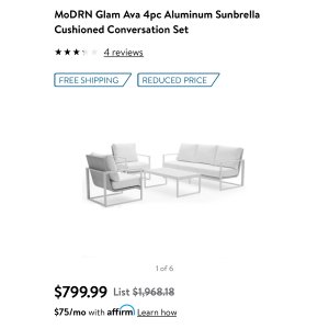 $799.99 MoDRN Glam Ava 沙发4件套组