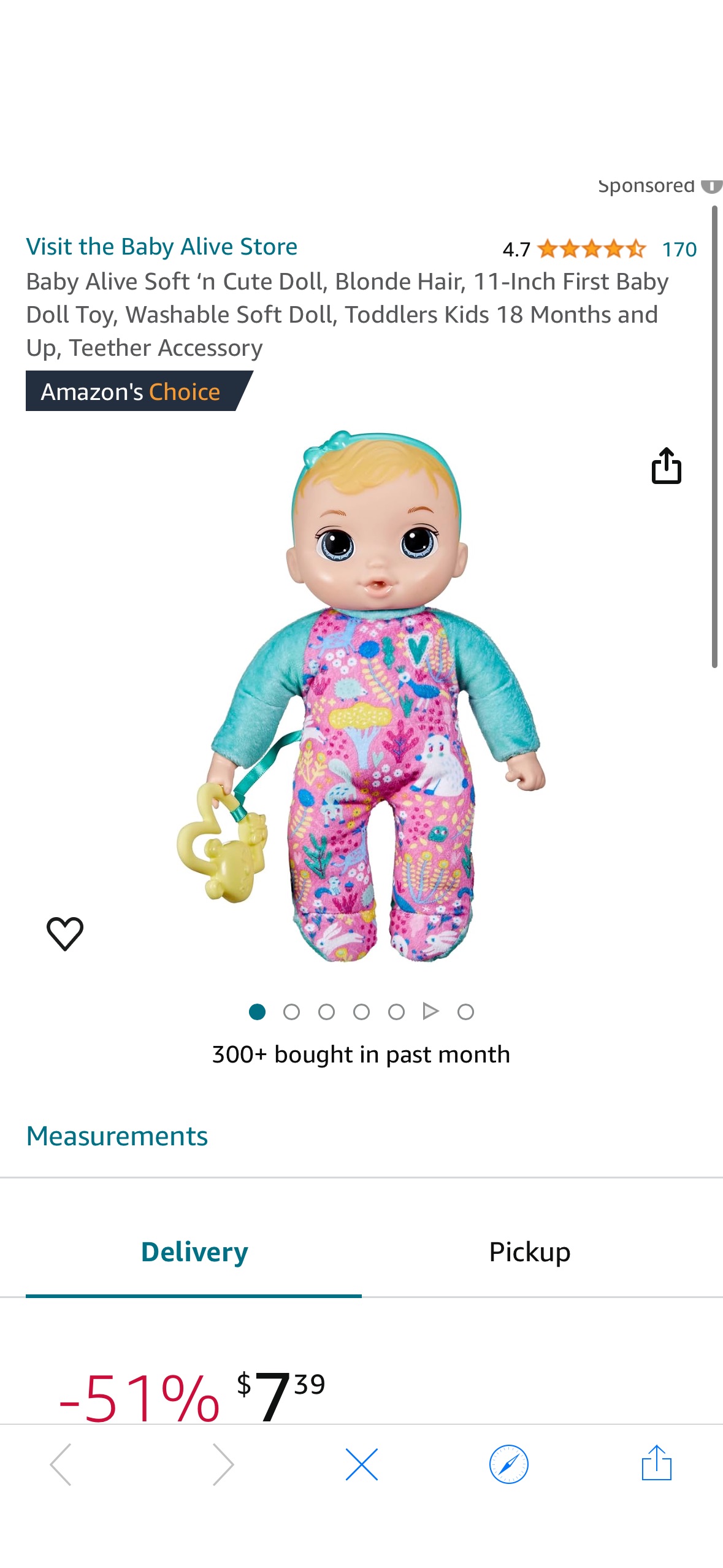 Amazon.com: Baby Alive Soft ‘n Cute Doll, Blonde Hair, 11-Inch First Baby Doll Toy, Washable Soft Doll, Toddlers Kids 18 Months and Up, Teether Accessory : Toys & Games