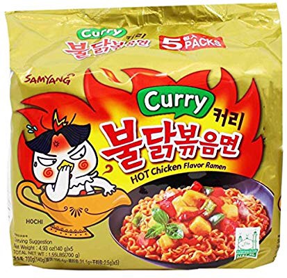 韩国咖喱味火鸡面Samyang Fire Hot Curry Flavored Chicken Pack of 5, Korean Ramen Noodles