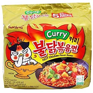 $10.44 韩国咖喱味火鸡面Samyang Fire Hot Curry Flavored Chicken Pack of 5, Korean Ramen Noodles
