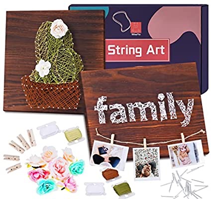 穿线手工Amazon.com: WeeYo DIY String Art Kit, 2 Pack DIY Craft Kit Includes All Crafting Supplies, Arts & Crafts Projects, Wooden String Art Patterns (Cactus11×11",Family14×11") Home Wall Decorations