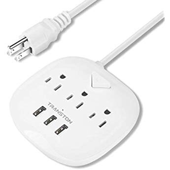 Power Strip 3 USB 3 Outlet, Desktop Charging Station 5 ft Extension Cord for Cruise Ship Accessories Dorm Room Plug Extender 插线板闪购