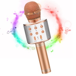 无线蓝牙卡拉 OK 麦克风，4 合 1 手持式麦克风扬声器机儿童成人适合 Android/iPhone/iPad/PC