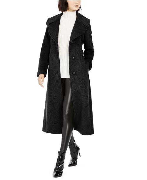 Calvin Klein Notch-Collar Maxi Coat 长款大衣- Coats - Women - Macy's