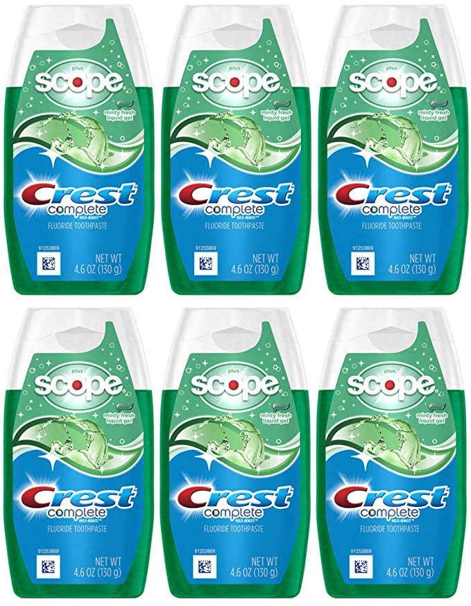 Amazon.com : Crest 薄荷味美白液体凝胶牙膏 4.6盎司 x 6瓶 ，