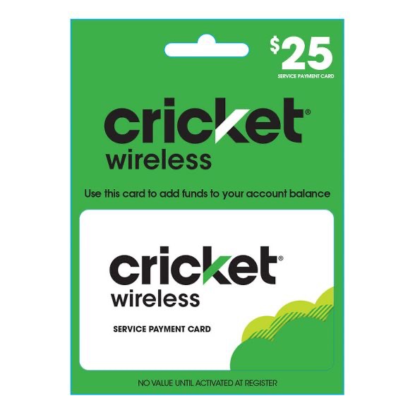 Cricket Wireless Service Payment Card (Email Delivery) : Target电话充值卡