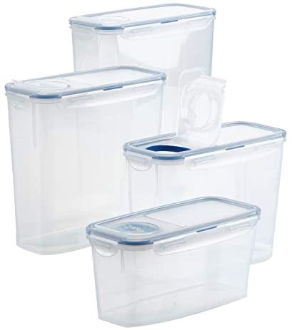 Amazon.com: LOCK & LOCK Easy Essentials Food Storage Bin Set for Pasta, Flour, Sugar/Airtight Container Lids/BPA-Free/Dishwasher Safe, Clear: Kitchen & Dining 乐扣保鲜盒套装