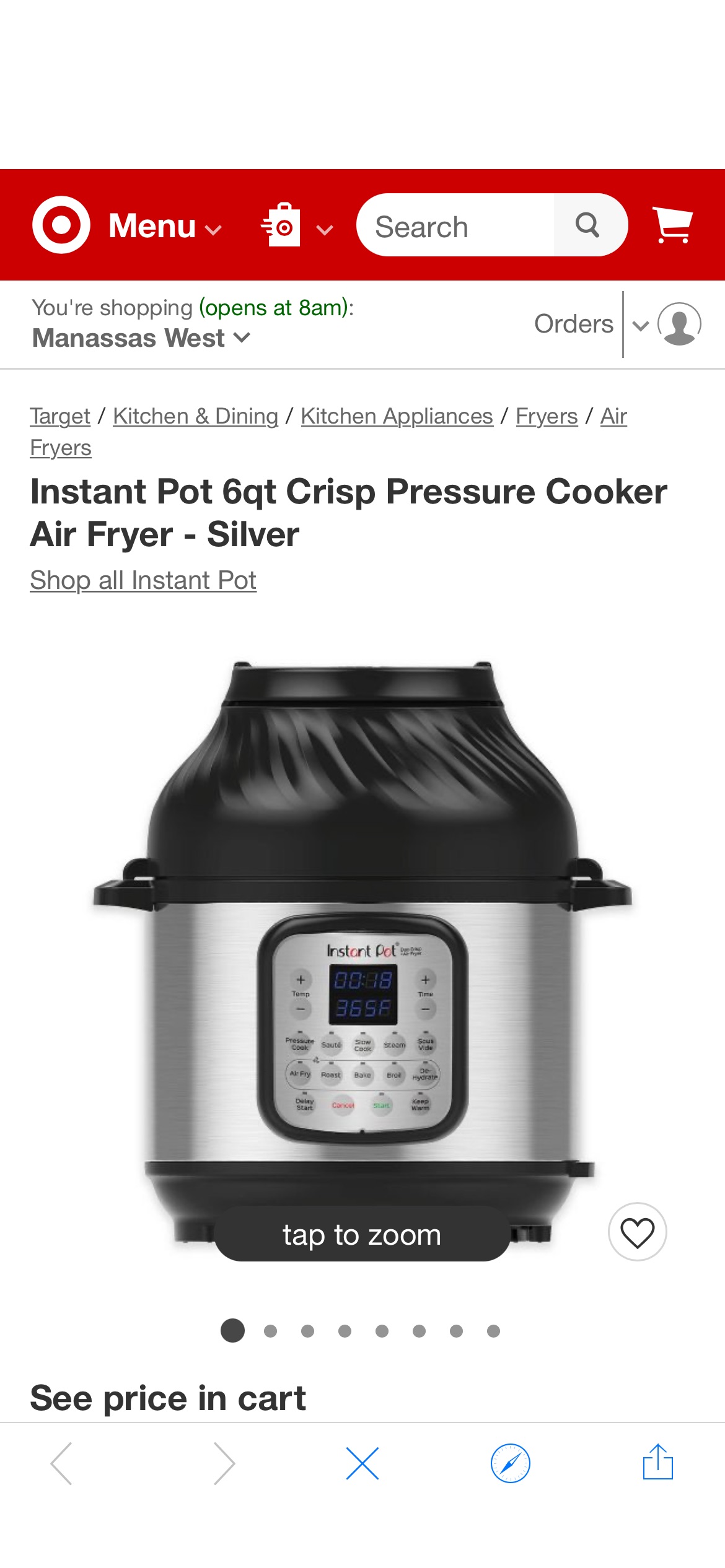 Instant Pot 6qt Crisp Pressure Cooker Air Fryer - Silver : Target
高压锅加空气炸锅