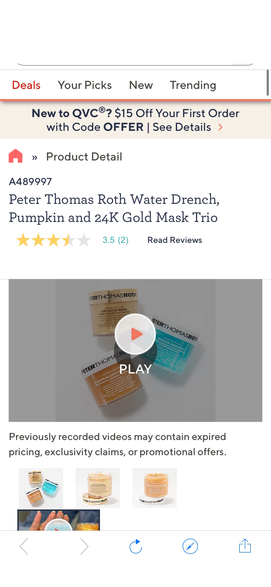 Peter Thomas Roth Water Drench, Pumpkin and 24K Gold Mask Trio - QVC.com