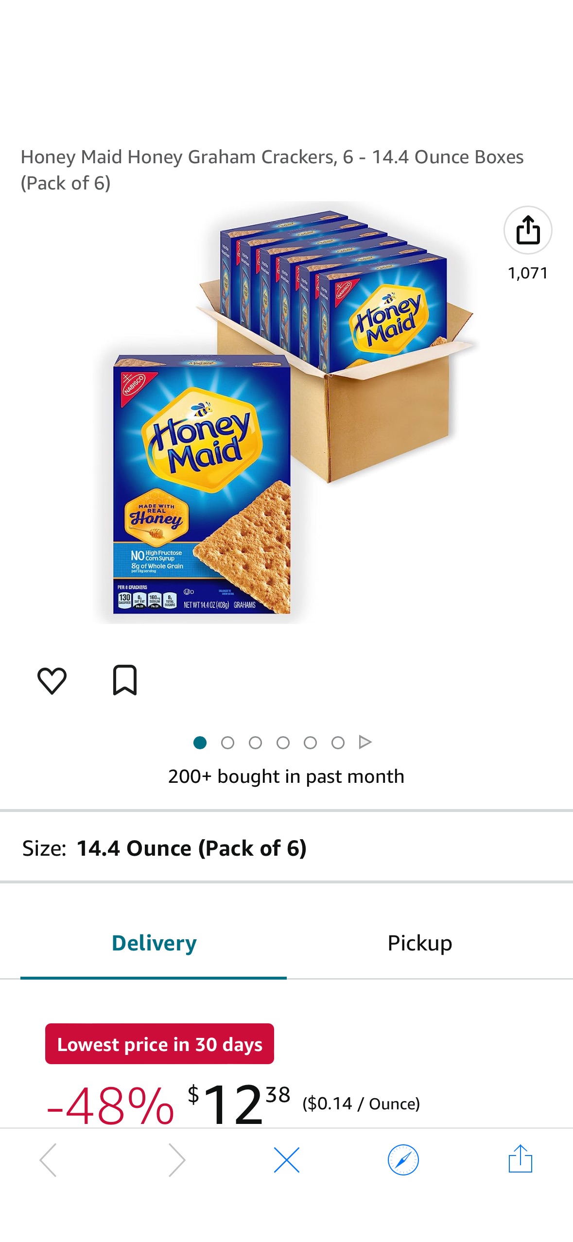 Amazon.com: Honey Maid Honey Graham Crackers, 6 - 14.4 Ounce Boxes (Pack of 6)