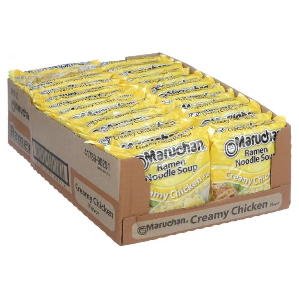 (24 Packs) Maruchan Creamy Chicken Ramen Noodles, 3 oz Packaged Soup