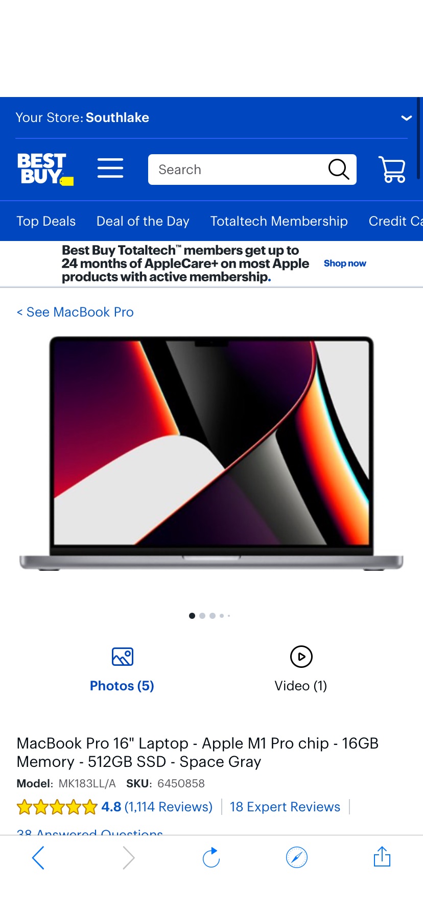 MacBook Pro 16" Laptop Apple M1 Pro chip 16GB Memory 512GB SSD Space Gray MK183LL/A - Best Buy