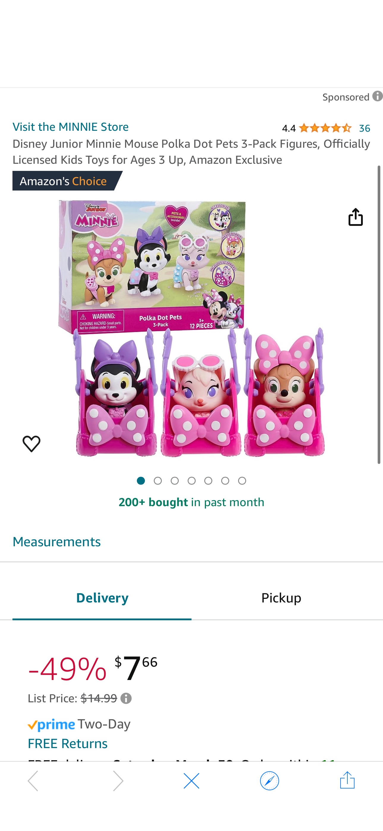 Amazon.com: Disney Junior Minnie Mouse Polka Dot Pets 3-Pack Figures, Officially Licensed Kids Toys for Ages 3 Up, Amazon Exclusive : Toys & Games