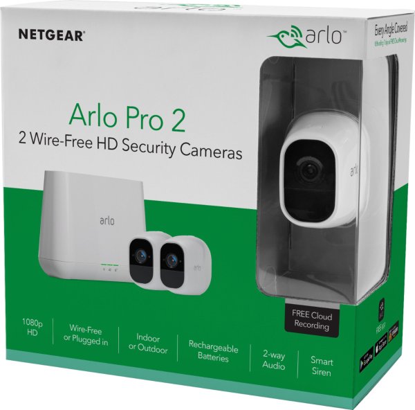 Arlo Pro 2 1080P 家庭安全监控系统 2个摄像头套装