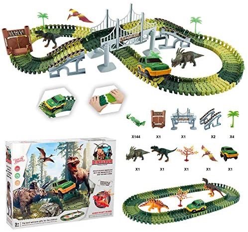 恐龙主题百变轨道车玩具套装，共157片
