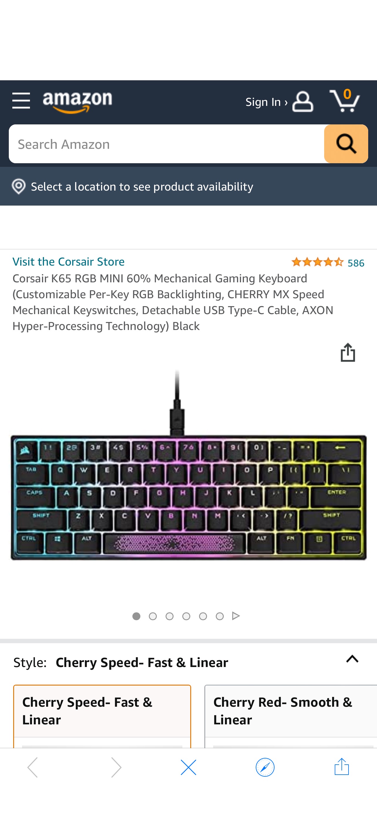 Amazon.com: Corsair K65 RGB MINI 60% Mechanical Gaming Keyboard 海盗船k65机械键盘樱桃银轴