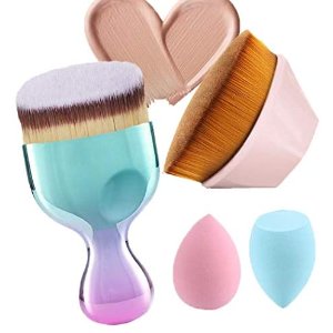 $6.82 Foundation Brush Set, Makeup Brush Flawless, Suitable for Mixed Liquid, Cream or Flawless Powder Cosmetics with Makeup Sponge Blender: Beauty粉底刷