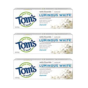 Amazon.com : Tom&#39;s of Maine Natural Luminous White Toothpaste with Fluoride, Clean Mint, 4.7 oz. 3牙膏