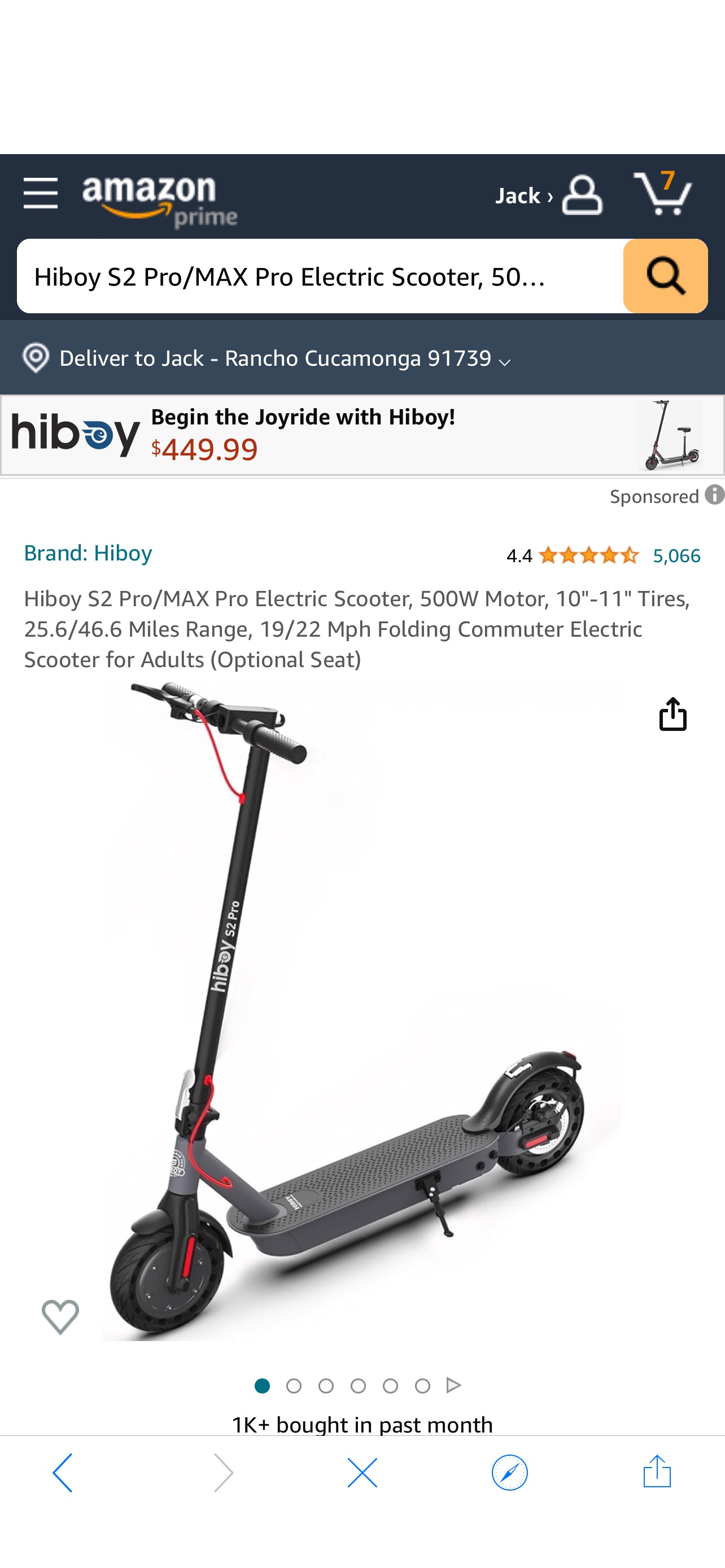 Amazon.com : Hiboy S2 Pro Electric Scooter, 500W Motor, 10" Solid Tires, 25 Miles Range, 19 Mph Folding Commuter Electric Scooter for Adults : Sports & Outdoors
