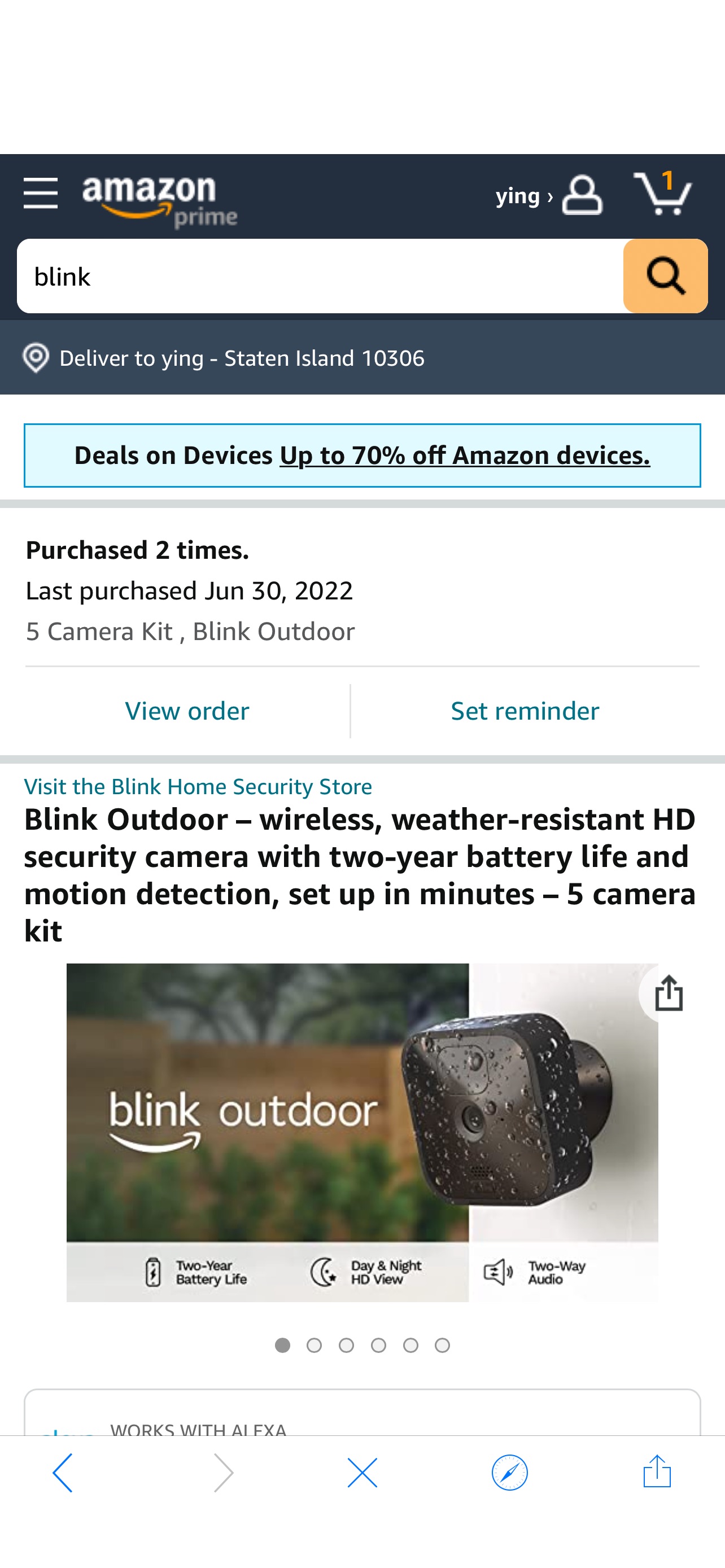 Amazon.com: Blink Outdoor – wireless, weather-resistant HD security camera with two-year battery life and motion detection, set up in minutes – 5 camera kit : Amazon Devices & Accessories