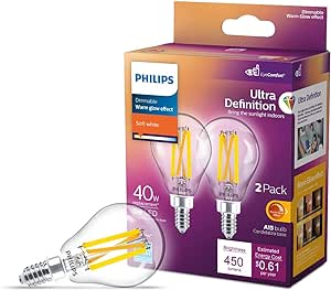 Philips 无闪烁 A15 超清晰度灯泡 2件装