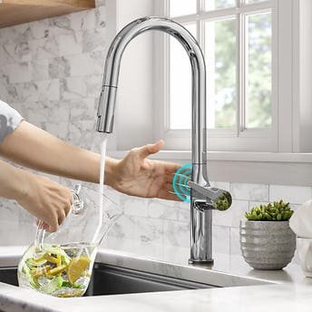 KRAUS Tall Modern Single-Handle Touch Kitchen Sink Faucet with Pull Down Sprayer
