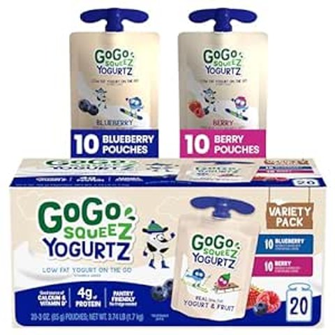 GoGo squeeZ yogurtZ Variety Pack, Blueberry & Berry, 3 oz (Pack of 20)