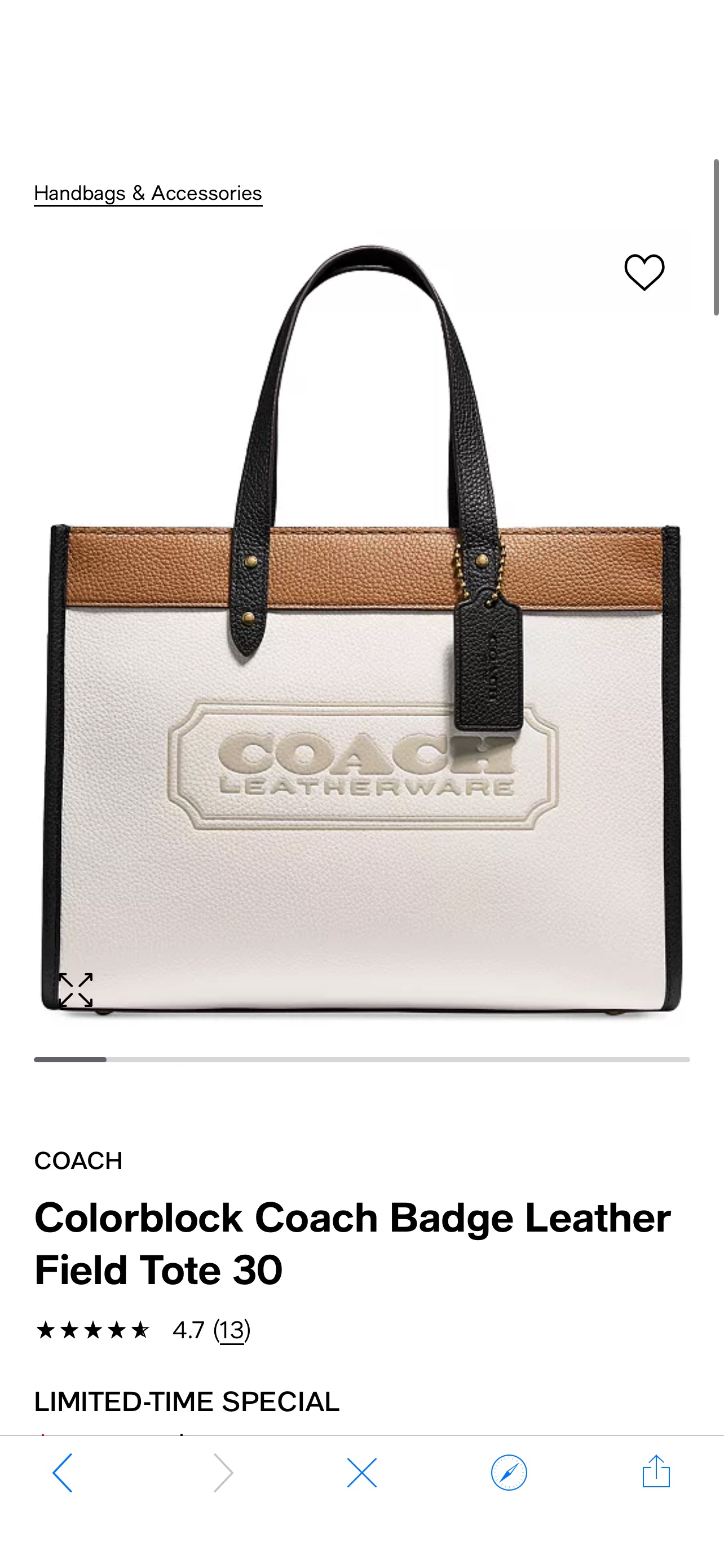 COACH Colorblock Coach Badge Leather Field Tote 30 & Reviews - Handbags & Accessories - Macy's