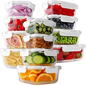 Bayco 24 Piece Glass Food Storage Containers with Lids