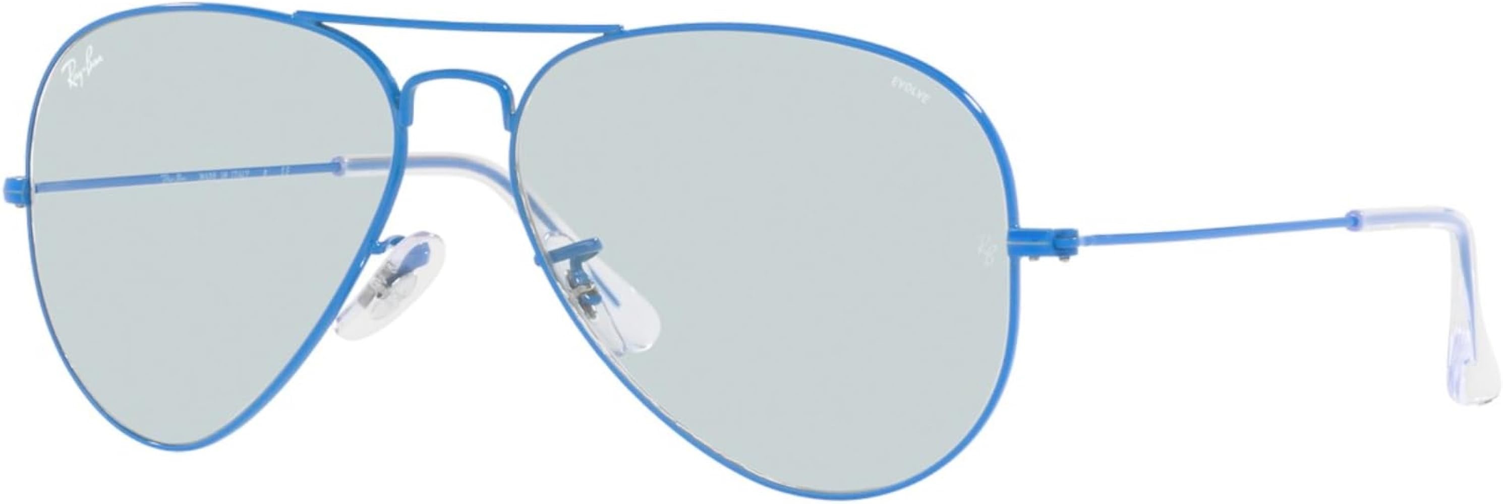 Amazon.com: Ray-Ban Rb3025 Classic Polarized Aviator Sunglasses, Light Blue/Photochromic Evolve Grey/Dark Violet, 55 mm : Clothing, Shoes & Jewelry