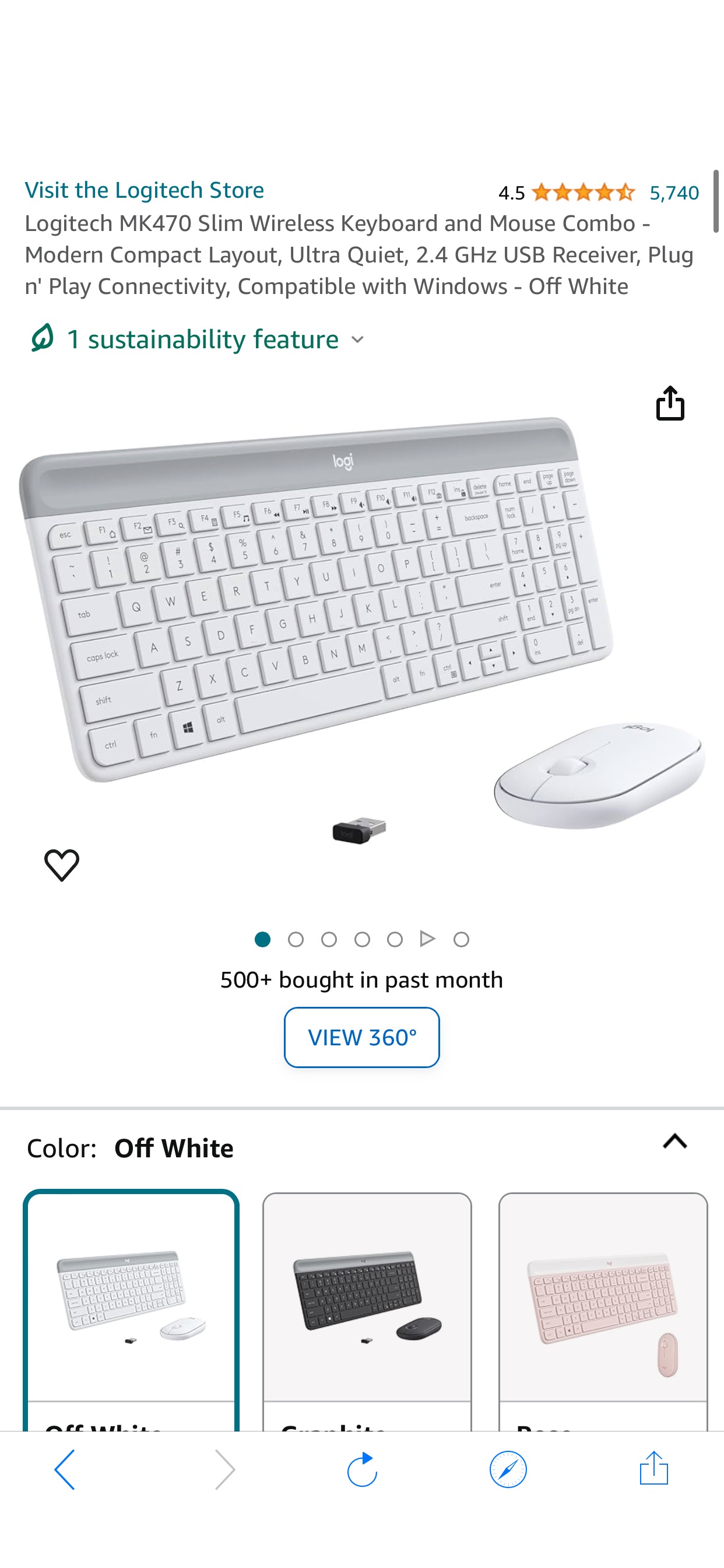 Amazon.com: Logitech MK470 Slim Wireless Keyboard and Mouse Combo - Modern Compact Layout, Ultra Quiet, 2.4 GHz USB Receiver, Plug n' Play Connectivity, Compatible with Windows - Off White : Electroni