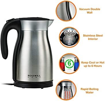 1.7 L Electric Kettle, Double Wall Vacuum Insulated