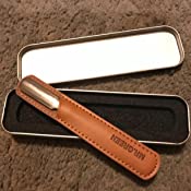 不锈钢磨指甲神器 Stainless Steel Nail File with Anti-Slip Handle and Leather Case