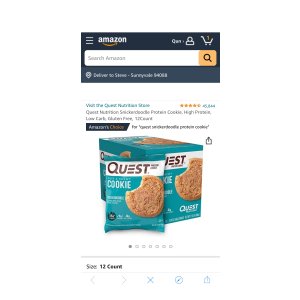 $14 Quest Nutrition Snickerdoodle Protein Cookie, High Protein, Low Carb, Gluten Free, 12Count : Health & Household我