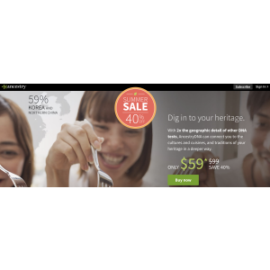 $59 AncestryDNA基因检测 $59