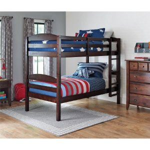 Better Homes and Gardens Leighton Twin Over Twin Wood Bunk Bed with 2 BONUS Mattresses