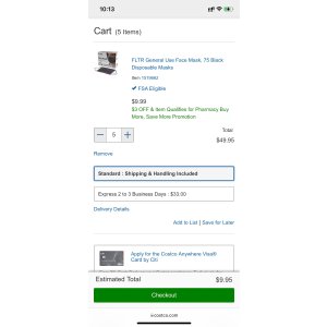 $9.95 FLTR General Use Face Mask, 75 Black Disposable Masks | Costco