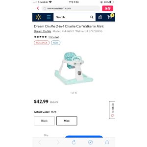 $42.9 Dream On Me二合一宝宝学步车