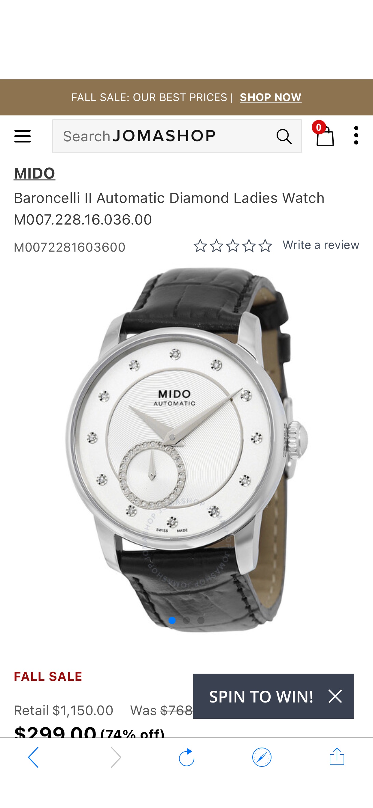 Mido Baroncelli II Automatic Diamond Ladies Watch M007.228.16.036.00 M0072281603600 7612330129417 - Watches, Baroncelli - Jomashop