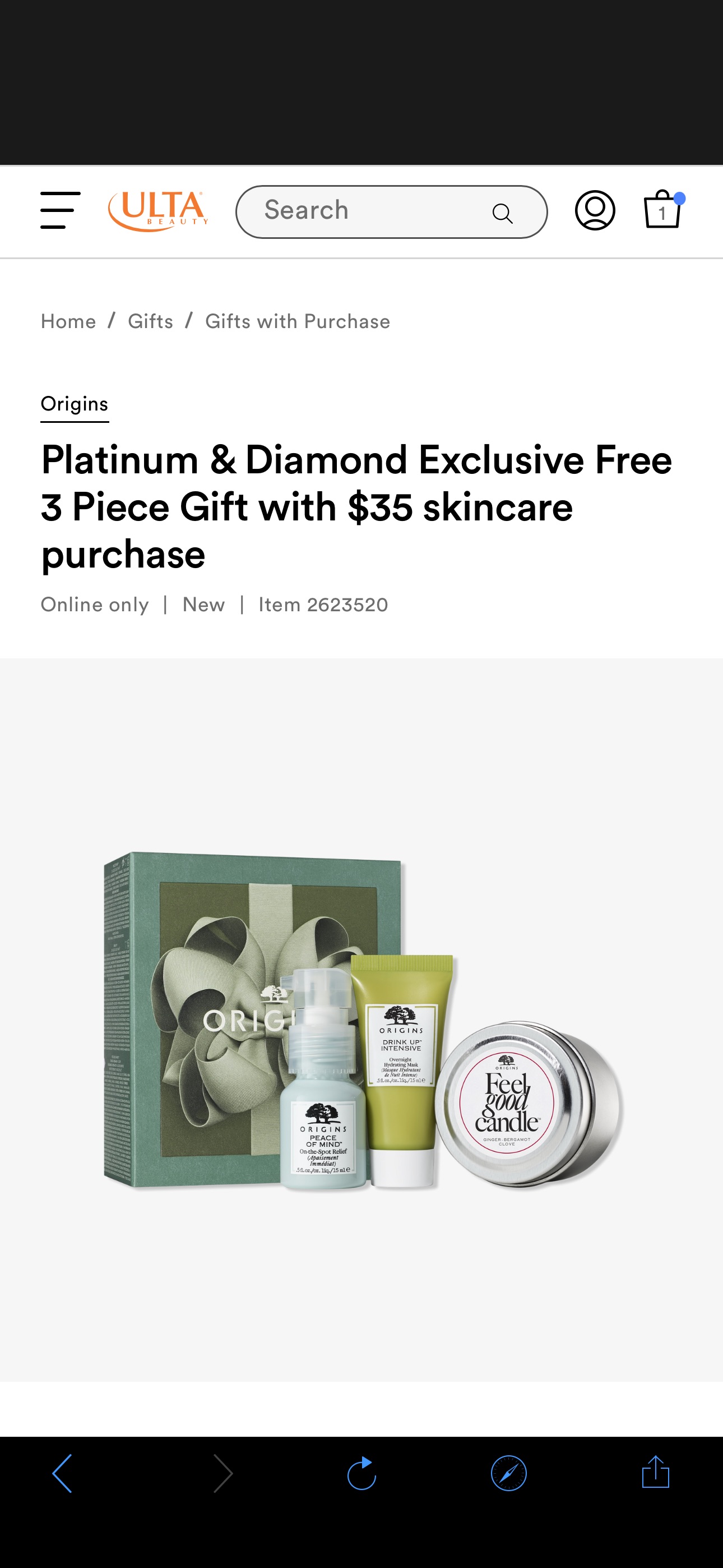 Platinum & Diamond Exclusive Free 3 Piece Gift with $35 skincare purchase - Origins | Ulta Beauty