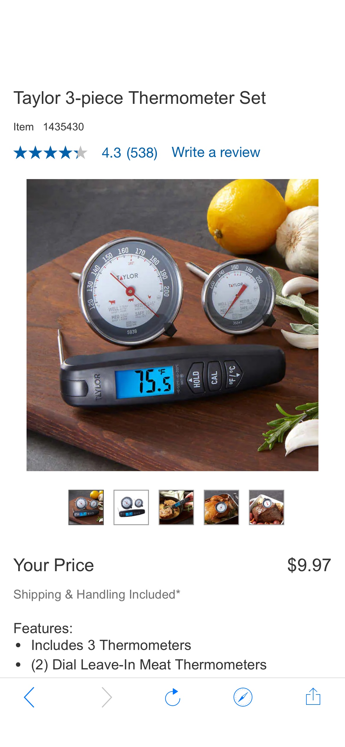 Taylor 3-piece Thermometer Set | Costco 厨房烹饪温度计
