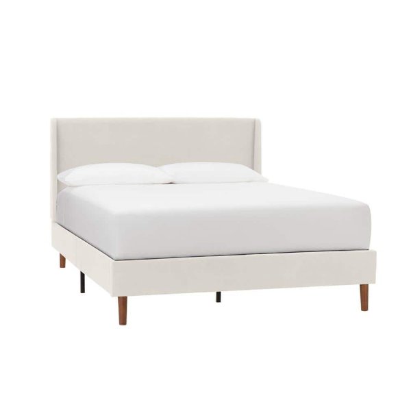 Handale Ivory Queen Upholstery Mid Century Platform Bed