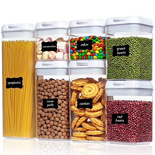 Amazon.com: Vtopmart Airtight Food Storage Containers, 7 Pieces BPA Free Plastic Cereal Containers with Easy Lock Lids, for Kitchen Pantry Organization and Storage, Include 24 Labels: Home & Kitchen