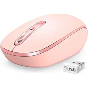 无限鼠标Wireless Mouse, Portable Cordless Mice with 3 Adjustable DPI Levels for Windows, PC, Chromebook, MacBook, Linux(Pink: Electronics