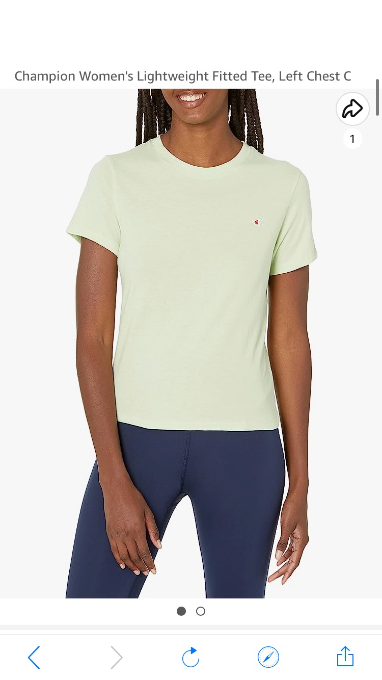 Champion Women's Lightweight Fitted Tee, Left Chest C, Mint to Be Green-586821, Medium : T恤