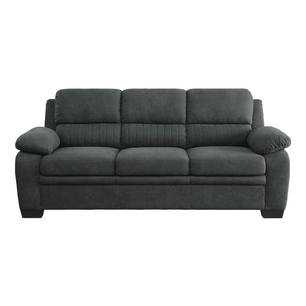 Deliah 80 in. W Straight Arm Textured Fabric Rectangle Sofa in. Dark Gray 9333DG-3 - The Home Depot